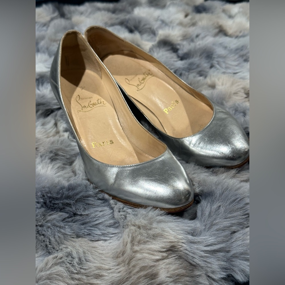 Christian Louboutin silver wedge 37 1/2